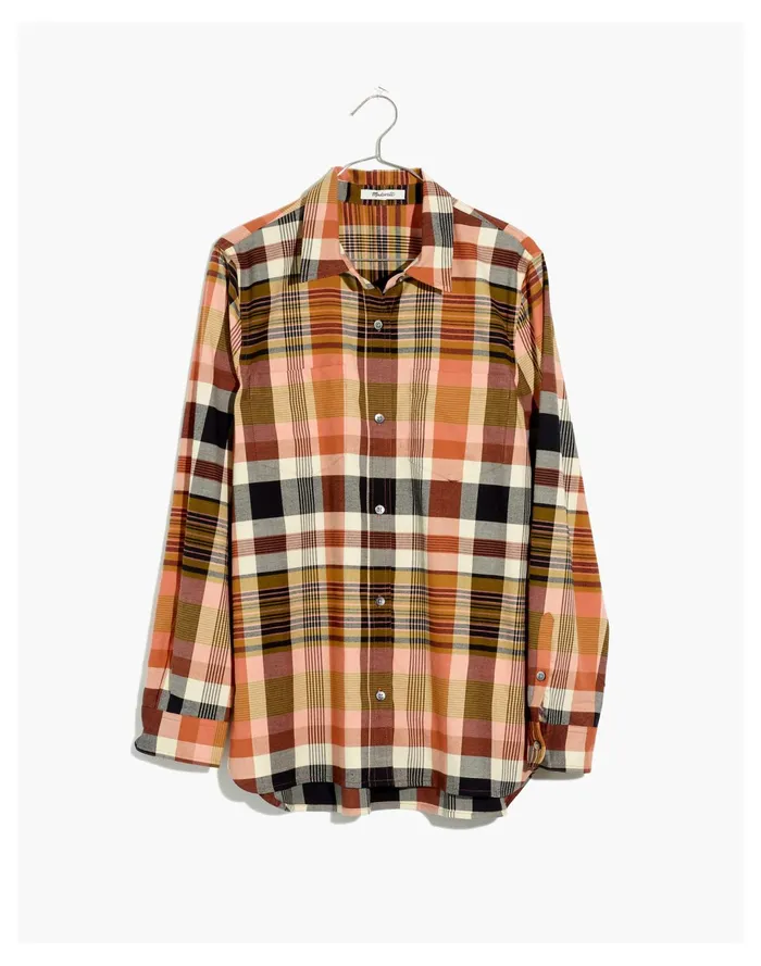 Women Classic Ex Boyfriend Shirt In Seconda Plaid Dried Coral Madewell Tops and Shirts Women Classic Ex Boyfriend Shirt In Seconda Plaid Dried Coral Madewell Tops and Shirts
