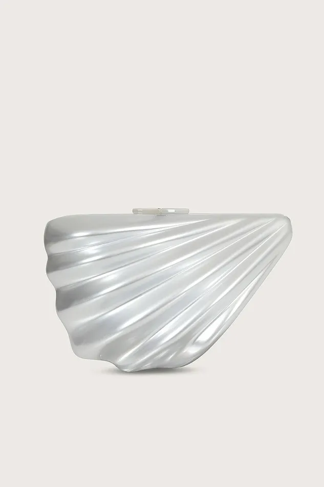 Women Clutch Bags Lavish Alice LOTTIE Acrylic Shell Clutch Bag In Silver Silver