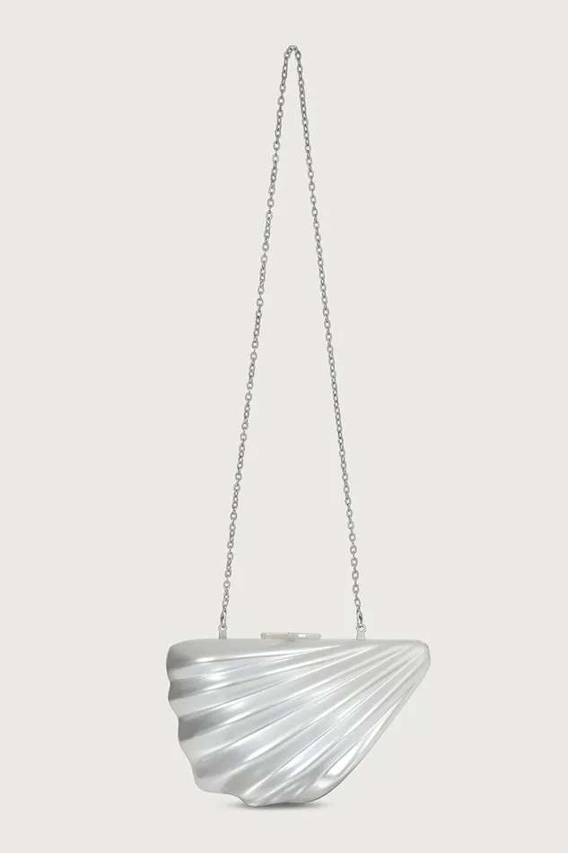 Women Clutch Bags Lavish Alice LOTTIE Acrylic Shell Clutch Bag In Silver Silver