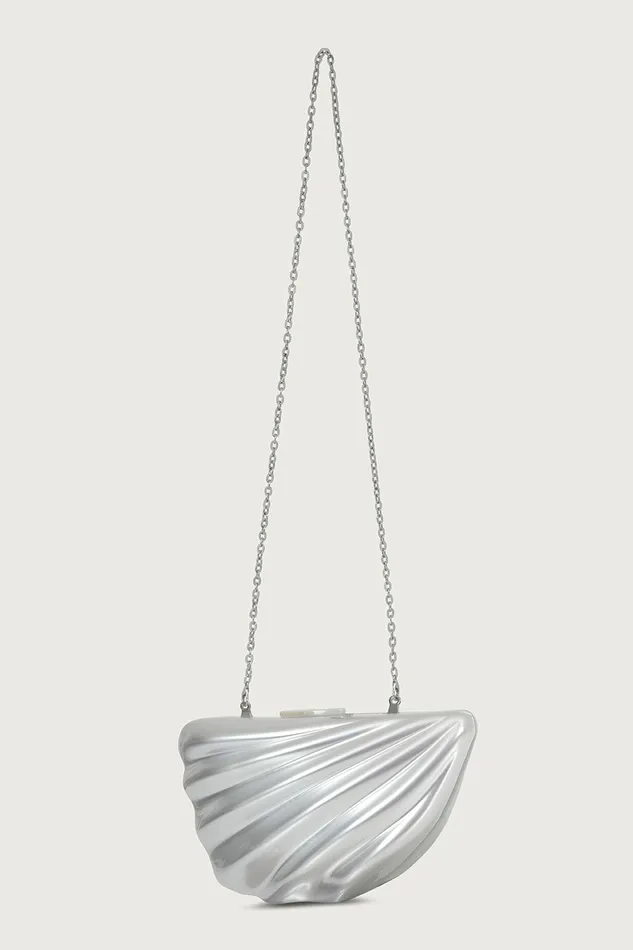 Women Clutch Bags Lavish Alice LOTTIE Acrylic Shell Clutch Bag In Silver Silver