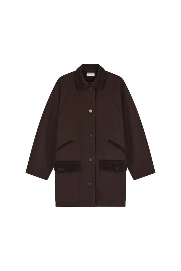 Women Coat Yassa Ours Manteau Laine Marron Fonc Des Petits Hauts Coats and Jackets