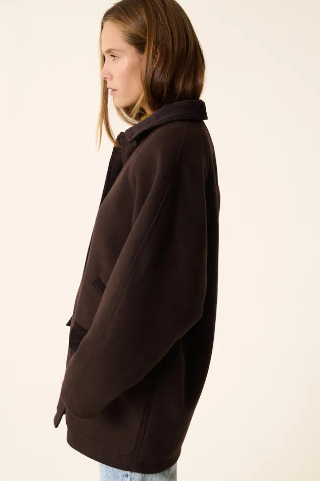 Women Coat Yassa Ours Manteau Laine Marron Fonc Des Petits Hauts Coats and Jackets