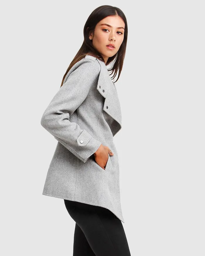 Women Coats and Jackets Belle and Bloom Bad Girl Wool Blend Moto CoatGrey