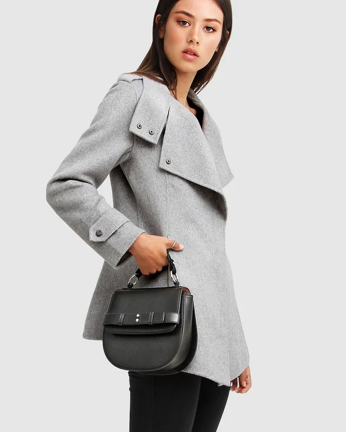 Women Coats and Jackets Belle and Bloom Bad Girl Wool Blend Moto CoatGrey