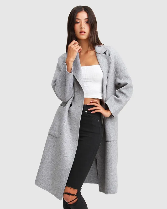 Women Coats and Jackets Belle and Bloom DoubleBreasted Wool Blend Coat Grey