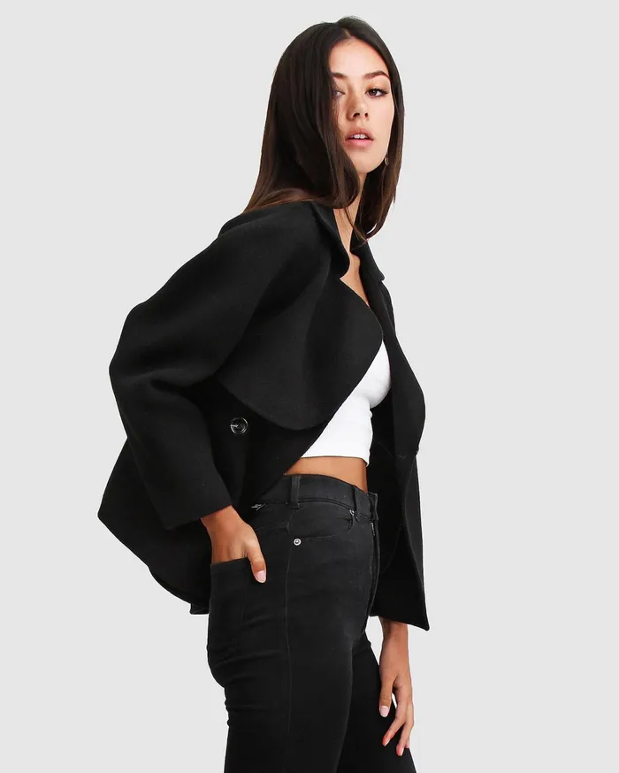 Women Coats and Jackets Belle and Bloom I039m Yours Wool Blend Peacoat 8211 Black