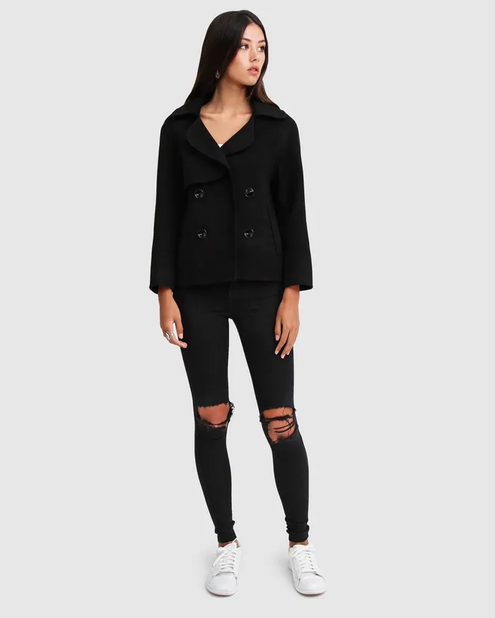 Women Coats and Jackets Belle and Bloom I039m Yours Wool Blend Peacoat 8211 Black