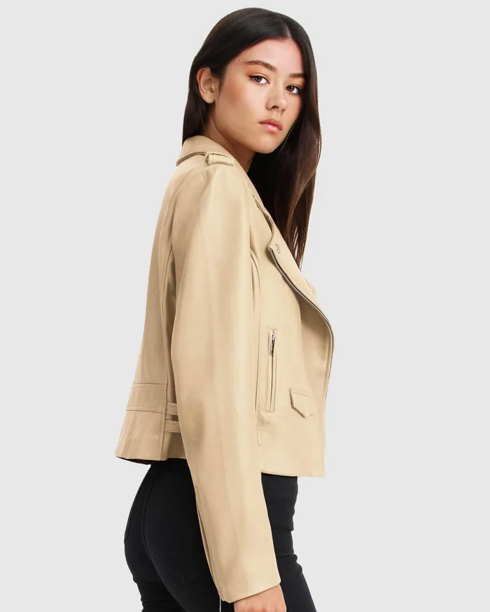 Women Coats and Jackets Belle and Bloom Just Friends Leather Jacket 8211 Sand