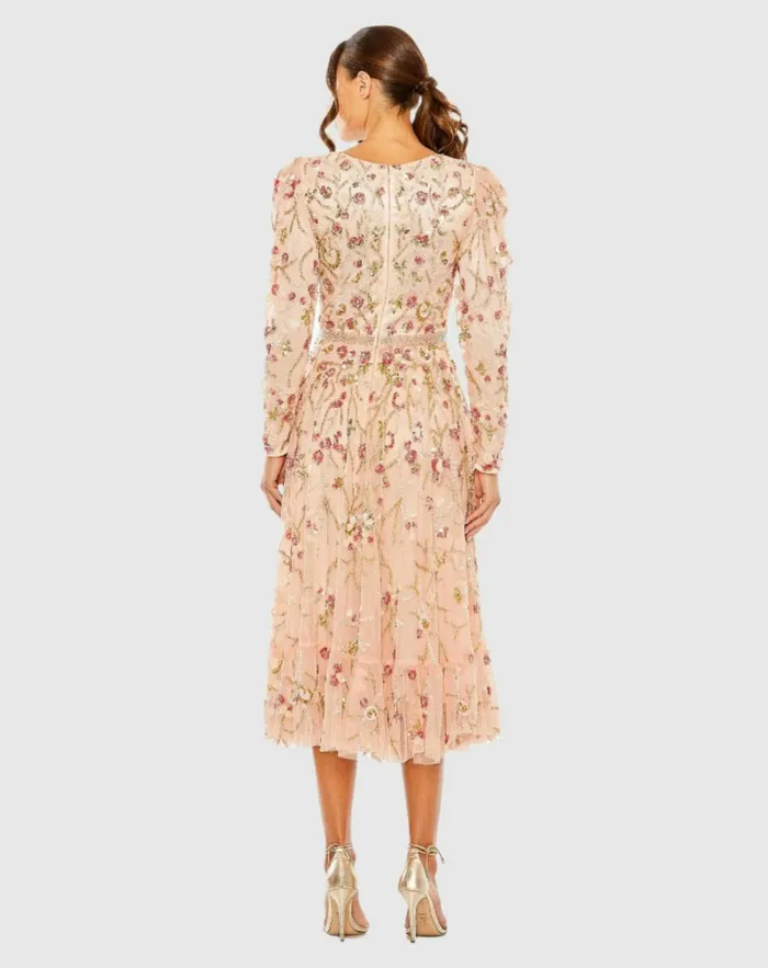 Women Cocktail Dresses Mac Duggal Floral Embellished Wrap Over Puff Sleeve A Line Dress Blush Multi Women Cocktail Dresses Mac Duggal Floral Embellished Wrap Over Puff Sleeve A Line Dress Blush Multi