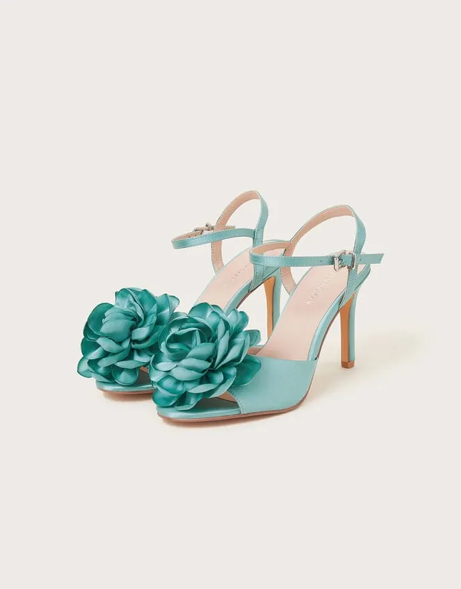 Women Corsage Satin Stilettos Blue Monsoon Sandals