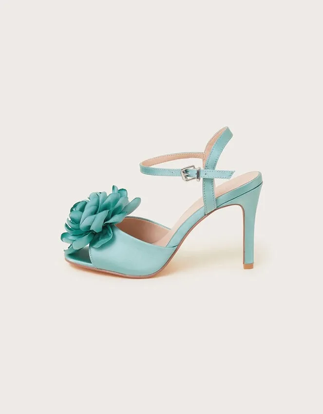 Women Corsage Satin Stilettos Blue Monsoon Sandals