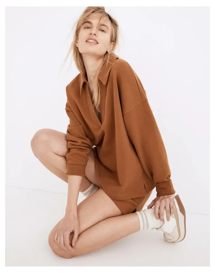 Women Cotton Hemp Oversized Polo Sweatshirt Dried Acorn Madewell Sweatshirts and Sweatpants Women Cotton Hemp Oversized Polo Sweatshirt Dried Acorn Madewell Sweatshirts and Sweatpants
