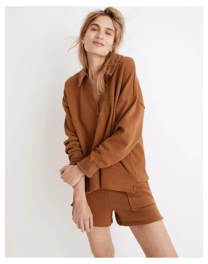 Women Cotton Hemp Oversized Polo Sweatshirt Dried Acorn Madewell Sweatshirts and Sweatpants Women Cotton Hemp Oversized Polo Sweatshirt Dried Acorn Madewell Sweatshirts and Sweatpants