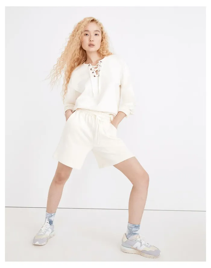 Women Cotton Hemp Pull On Sweatshorts Antique Cream Madewell Sweatshirts and Sweatpants Women Cotton Hemp Pull On Sweatshorts Antique Cream Madewell Sweatshirts and Sweatpants