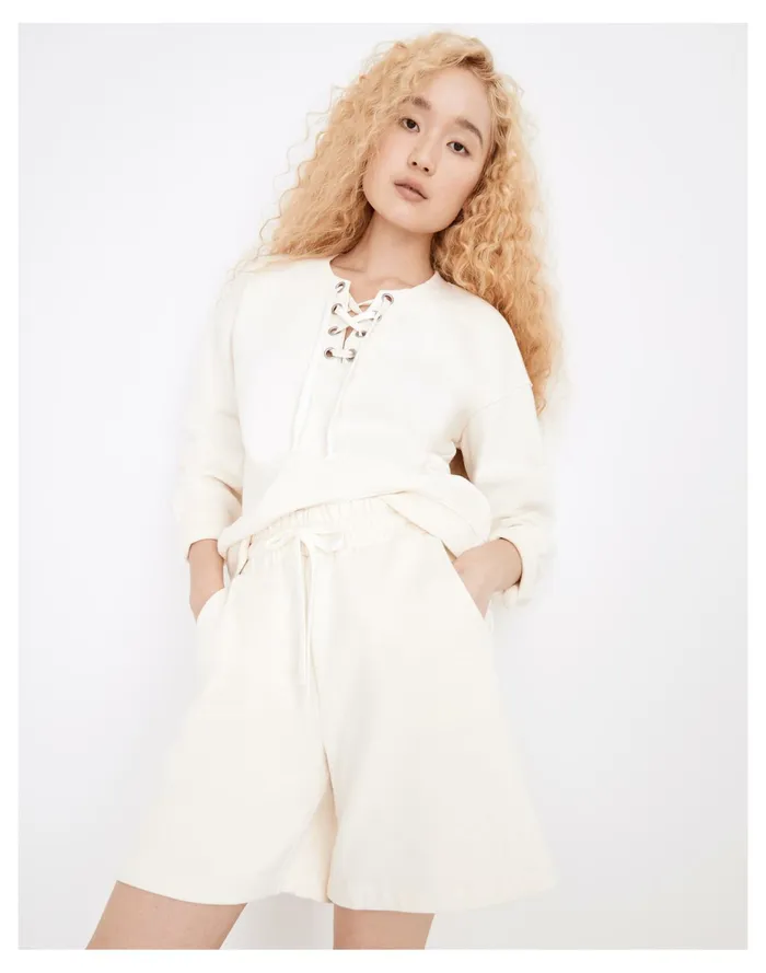 Women Cotton Hemp Pull On Sweatshorts Antique Cream Madewell Sweatshirts and Sweatpants Women Cotton Hemp Pull On Sweatshorts Antique Cream Madewell Sweatshirts and Sweatpants