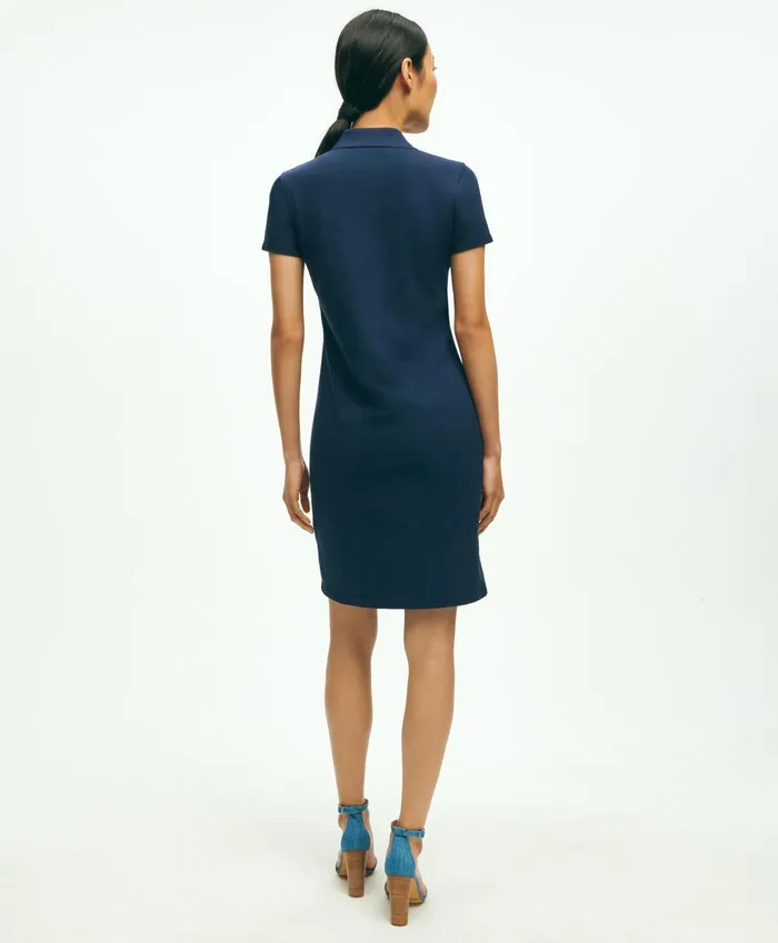 Women Cotton Pique Polo Dress Navy Brooks Brothers Dresses
