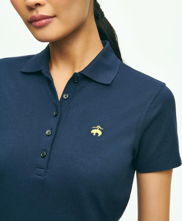 Women Cotton Pique Polo Dress Navy Brooks Brothers Dresses