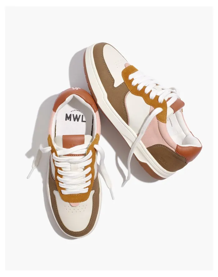 Women Court Sneakers In Nubuck And Recycled Leather Warm Umber Multi Madewell Sneakers
