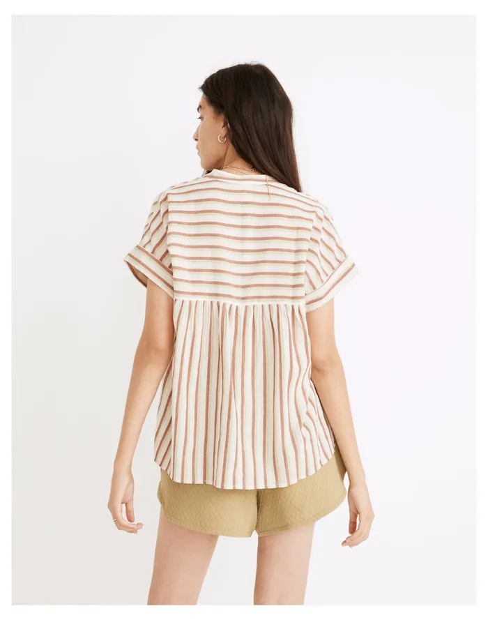 Women Crinkle Cotton Lakeline Popover Shirt In Stripe Manila Madewell Tops and Shirts Women Crinkle Cotton Lakeline Popover Shirt In Stripe Manila Madewell Tops and Shirts