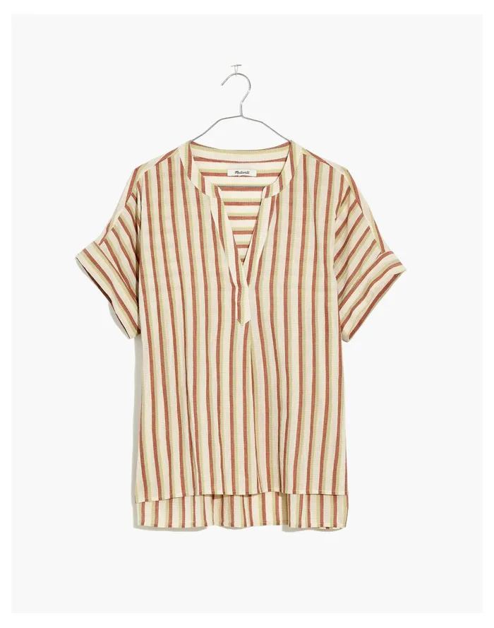 Women Crinkle Cotton Lakeline Popover Shirt In Stripe Manila Madewell Tops and Shirts Women Crinkle Cotton Lakeline Popover Shirt In Stripe Manila Madewell Tops and Shirts