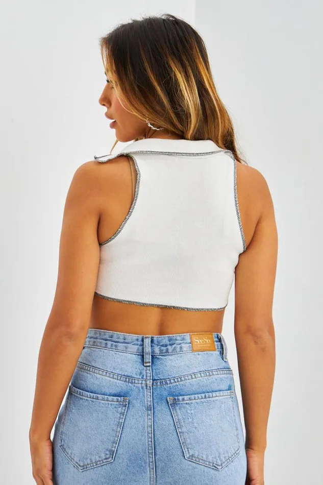 Women Dbardeur Blanc Nouer Col Rabat White Brentiny Paris Top And Tank Tops