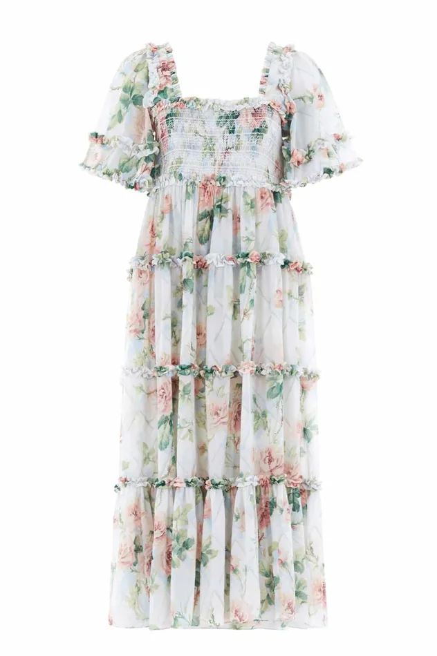 Women Day Dresses Needle and Thread Harlequin Rose Chiffon Smocked Ankle Gown Multi Women Day Dresses Needle and Thread Harlequin Rose Chiffon Smocked Ankle Gown Multi