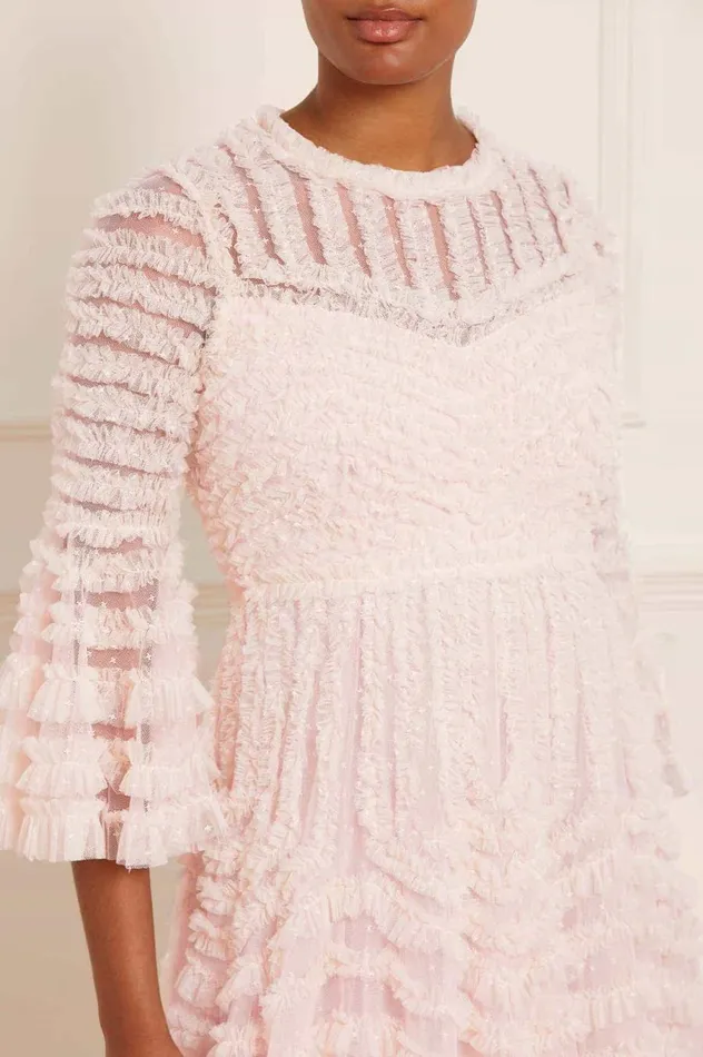 Women Day Dresses Needle and Thread La Vie En Rose Round Neck Mini Dress Pink