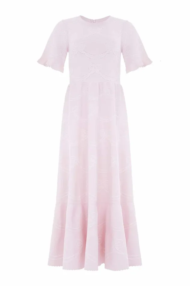 Women Day Dresses Needle and Thread Ribbon Bow Knit Ankle Gown Pink Women Day Dresses Needle and Thread Ribbon Bow Knit Ankle Gown Pink