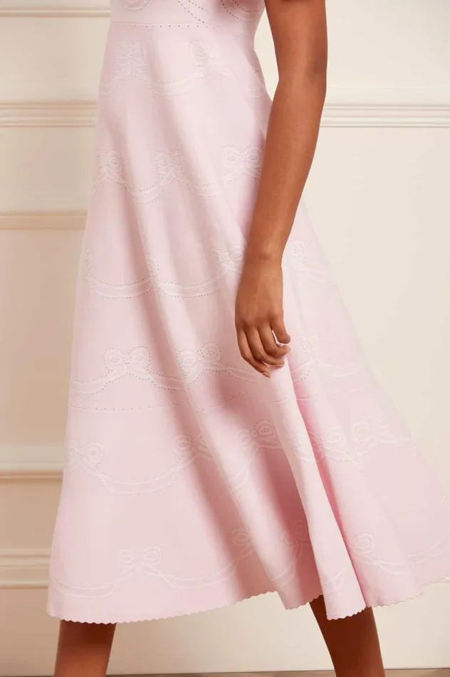 Women Day Dresses Needle and Thread Ribbon Bow Knit Ankle Gown Pink Women Day Dresses Needle and Thread Ribbon Bow Knit Ankle Gown Pink