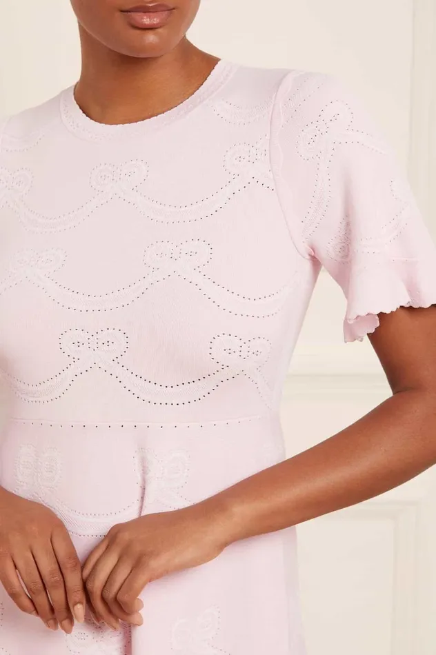 Women Day Dresses Needle and Thread Ribbon Bow Knit Ankle Gown Pink Women Day Dresses Needle and Thread Ribbon Bow Knit Ankle Gown Pink