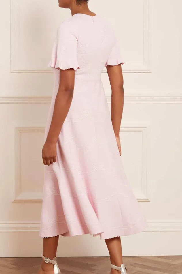 Women Day Dresses Needle and Thread Ribbon Bow Knit Ankle Gown Pink Women Day Dresses Needle and Thread Ribbon Bow Knit Ankle Gown Pink