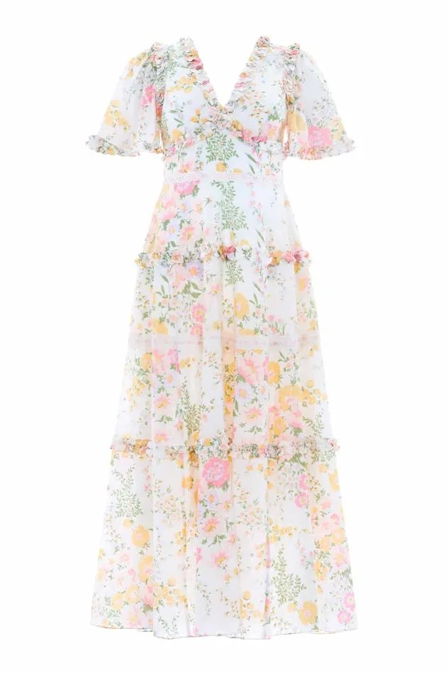 Women Day Dresses Needle and Thread Sunrise Bloom Cotton Ribbon Ankle Gown Multi