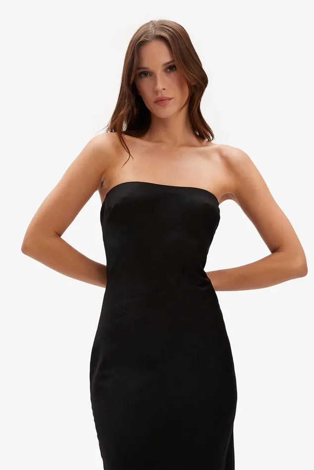 Women Day To Night Dresses Bardot Casette Strapless Slip Dress In Black Black Women Day To Night Dresses Bardot Casette Strapless Slip Dress In Black Black