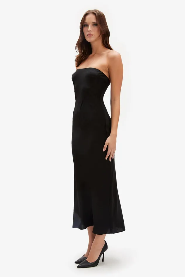 Women Day To Night Dresses Bardot Casette Strapless Slip Dress In Black Black Women Day To Night Dresses Bardot Casette Strapless Slip Dress In Black Black