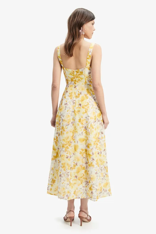 Women Day To Night Dresses Bardot Lilah Corset Midi Dress In Yellow Floral Yellow Floral Women Day To Night Dresses Bardot Lilah Corset Midi Dress In Yellow Floral Yellow Floral