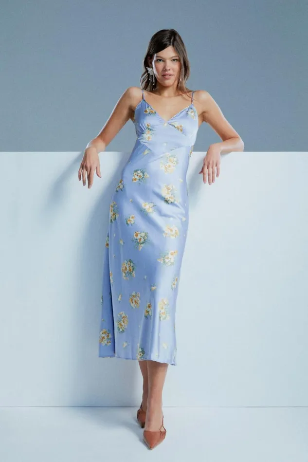 Women Day To Night Dresses Bardot Malinda Slip Dress In Baby Blue Floral Baby Blue Floral Women Day To Night Dresses Bardot Malinda Slip Dress In Baby Blue Floral Baby Blue Floral