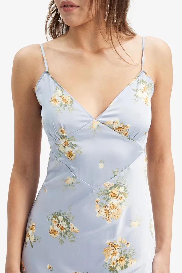 Women Day To Night Dresses Bardot Malinda Slip Dress In Baby Blue Floral Baby Blue Floral Women Day To Night Dresses Bardot Malinda Slip Dress In Baby Blue Floral Baby Blue Floral