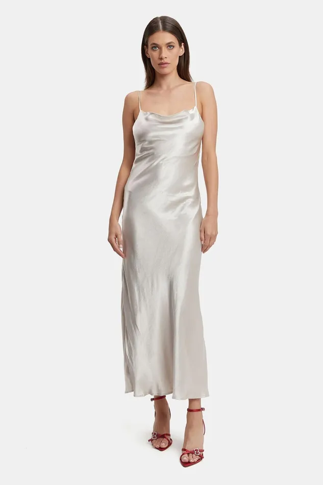 Women Day To Night Dresses Bardot Trina Slip Dress In Oyster Oyster