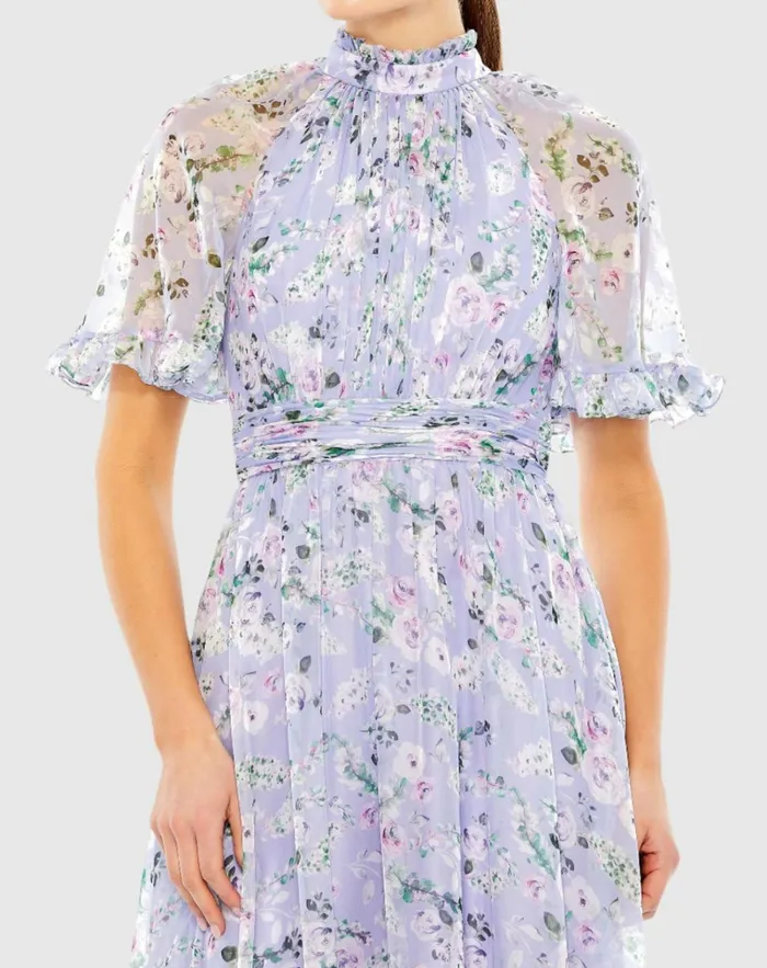 Women Daytime Dresses Mac Duggal Floral Print High Neck Raglan Sleeve Dress Lilac Multi Women Daytime Dresses Mac Duggal Floral Print High Neck Raglan Sleeve Dress Lilac Multi