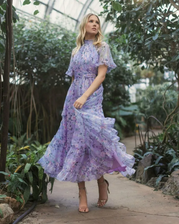 Women Daytime Dresses Mac Duggal Floral Print High Neck Raglan Sleeve Dress Lilac Multi Women Daytime Dresses Mac Duggal Floral Print High Neck Raglan Sleeve Dress Lilac Multi
