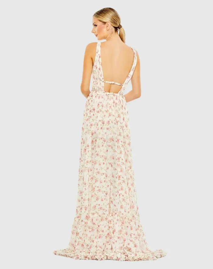 Women Daytime Dresses Mac Duggal Floral Print Sleeveless Ruffled HighLow Gown Pink Multi Women Daytime Dresses Mac Duggal Floral Print Sleeveless Ruffled HighLow Gown Pink Multi