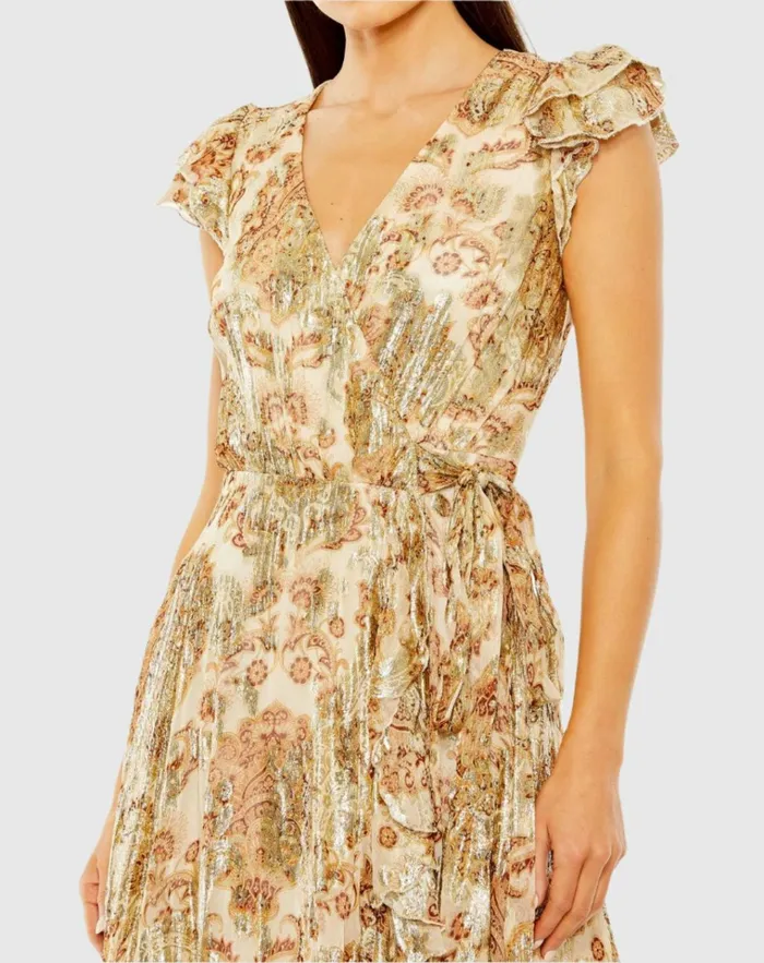 Women Daytime Dresses Mac Duggal Flutter Sleeve Floral Wrap Dress Cream Multi Women Daytime Dresses Mac Duggal Flutter Sleeve Floral Wrap Dress Cream Multi
