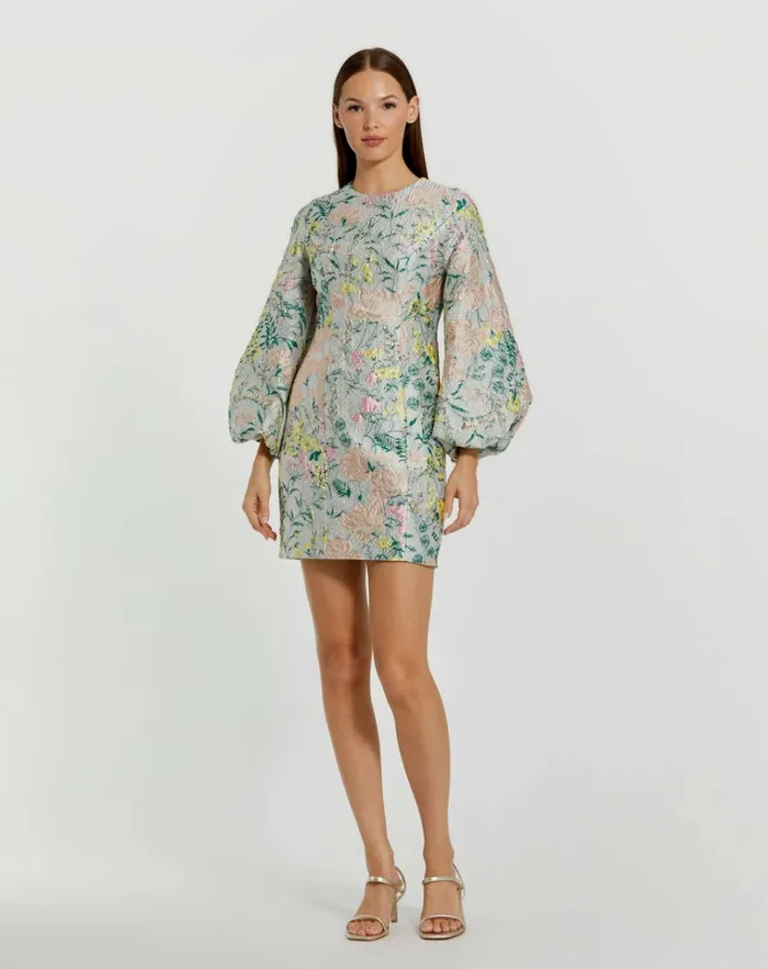 Women Daytime Dresses Mac Duggal Multicolor Floral Brocade Puff Sleeve Fitted Mini Dress Pastel Multi Women Daytime Dresses Mac Duggal Multicolor Floral Brocade Puff Sleeve Fitted Mini Dress Pastel Multi