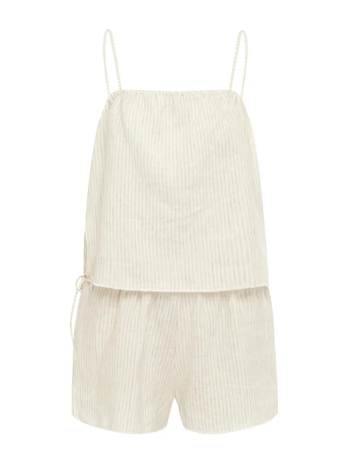 Women Deiji Studios 8211 Babylock Linen Set In Linen Story Stripe The UNDONE Loungewear