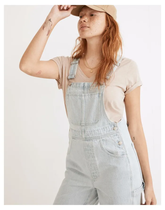 Women Denim Oversized Carpenter Overalls In Bretton Wash Bretton Wash Madewell Jeans