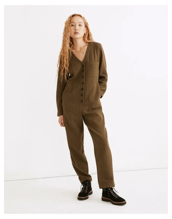 Women Diamond Jacquard Coverall Jumpsuit Kale Madewell Jumpsuits and Overalls