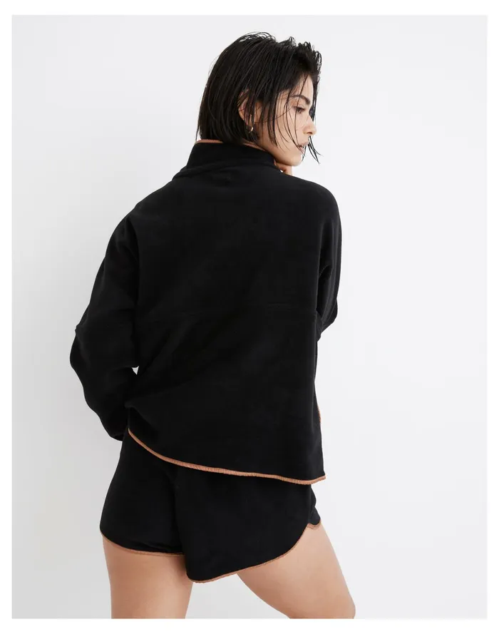 Women Donni Fleece Half Zip Pullover Jet Madewell Sweatshirts and Sweatpants Women Donni Fleece Half Zip Pullover Jet Madewell Sweatshirts and Sweatpants