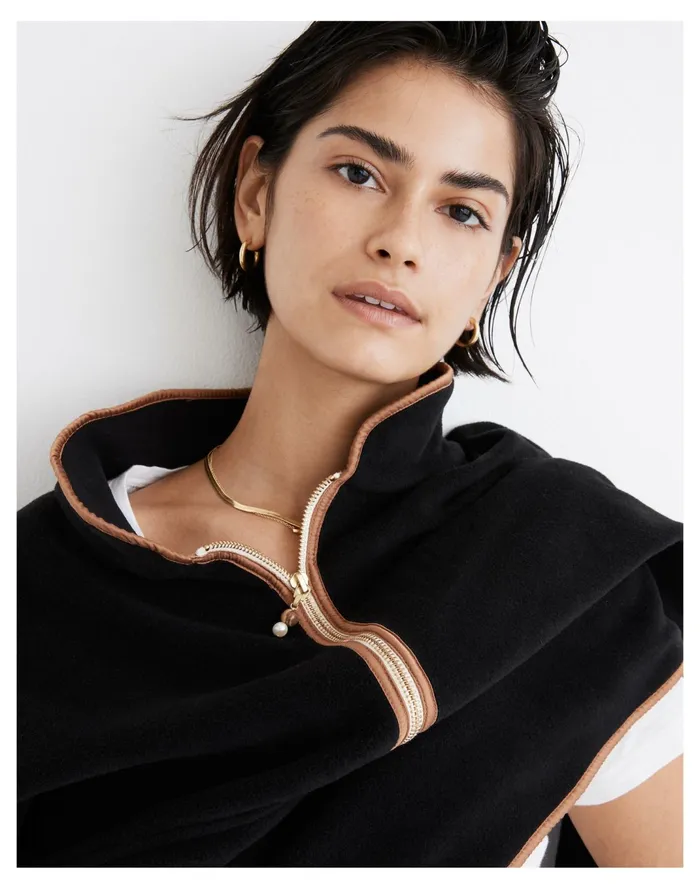 Women Donni Fleece Half Zip Pullover Jet Madewell Sweatshirts and Sweatpants Women Donni Fleece Half Zip Pullover Jet Madewell Sweatshirts and Sweatpants