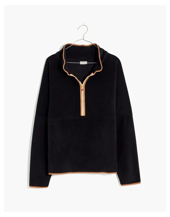 Women Donni Fleece Half Zip Pullover Jet Madewell Sweatshirts and Sweatpants Women Donni Fleece Half Zip Pullover Jet Madewell Sweatshirts and Sweatpants