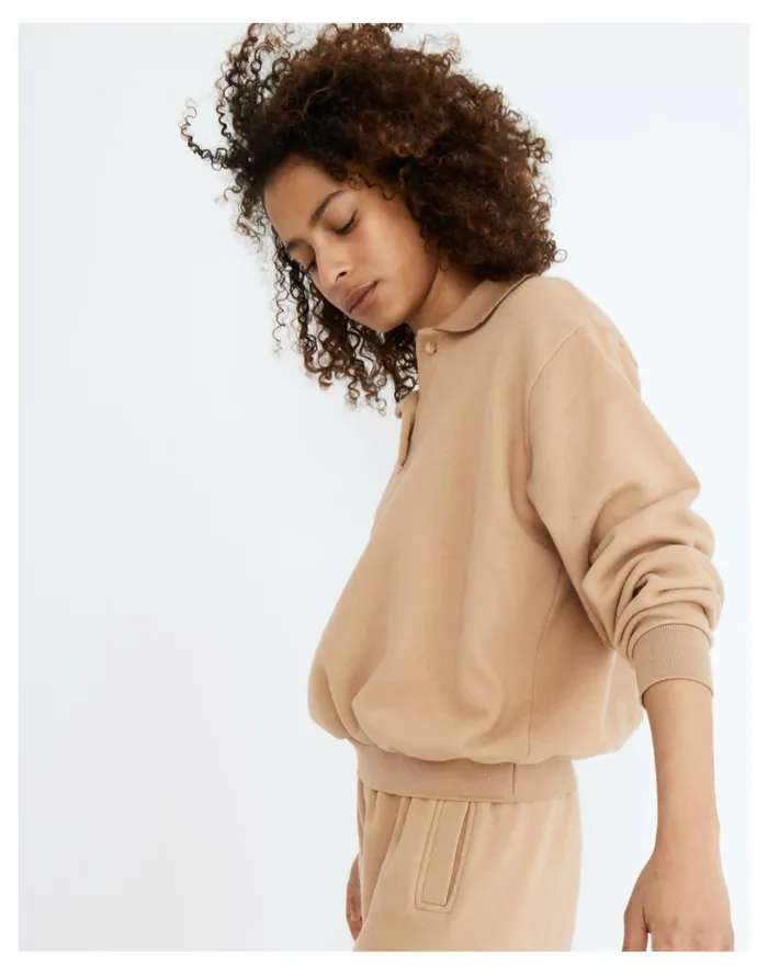 Women Donni Vintage Fleece Polo Sweatshirt Camel Madewell Sweatshirts and Sweatpants Women Donni Vintage Fleece Polo Sweatshirt Camel Madewell Sweatshirts and Sweatpants